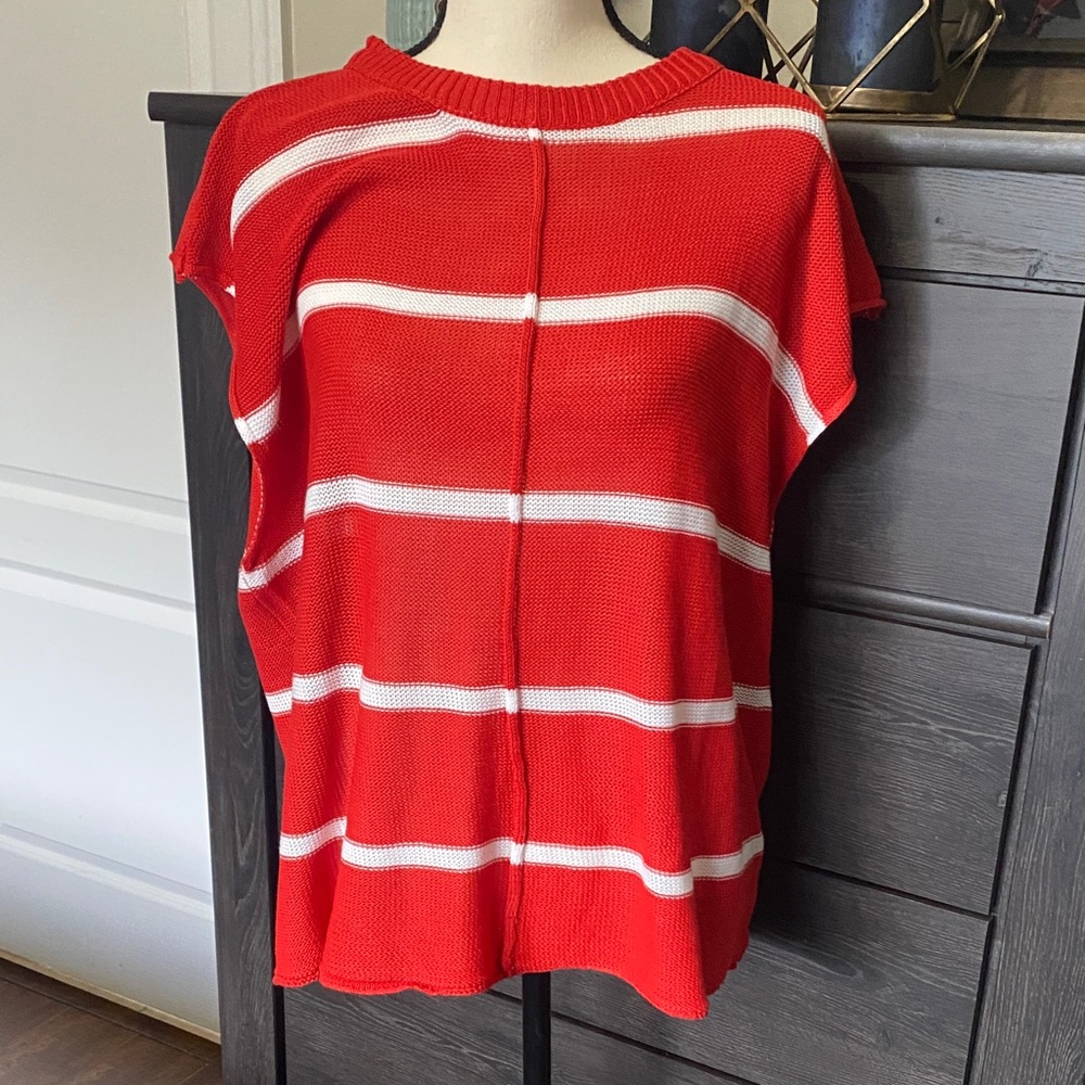 SHEIN Red and White Striped Knit Top